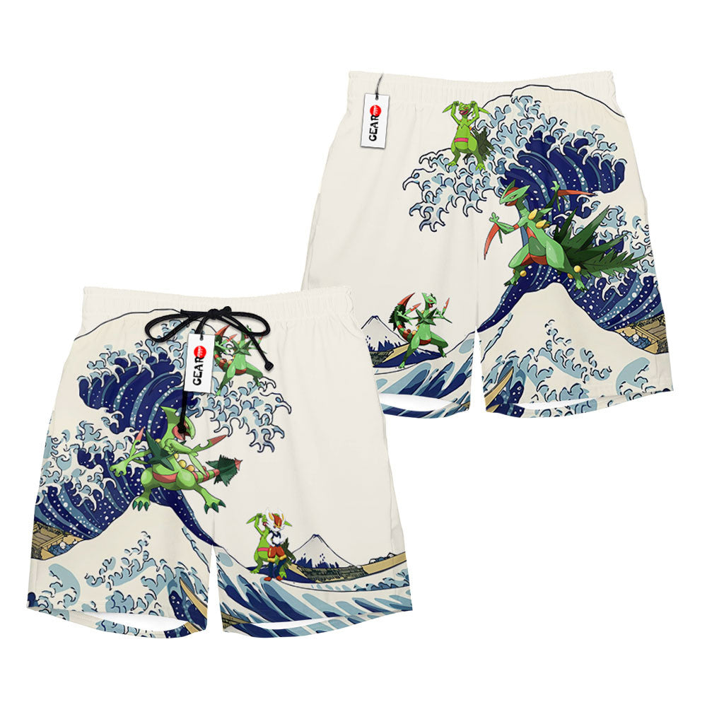 Sceptile Beach Shorts - Great Wave Edition