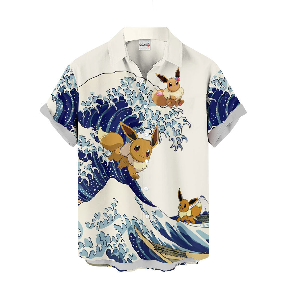 Eevee Hawaiian Shirt - Great Wave Style