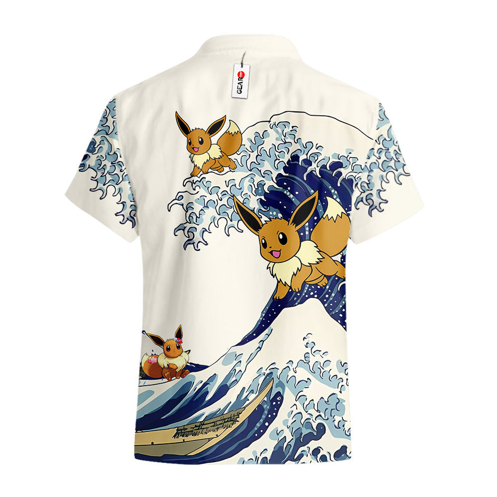 Eevee Hawaiian Shirt - Great Wave Style