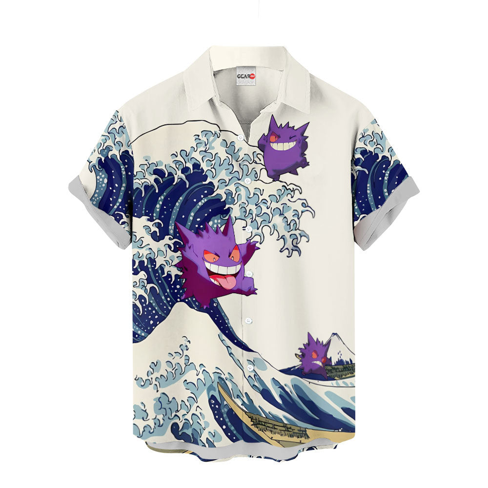 Gengar Hawaiian Shirt - Great Wave Style