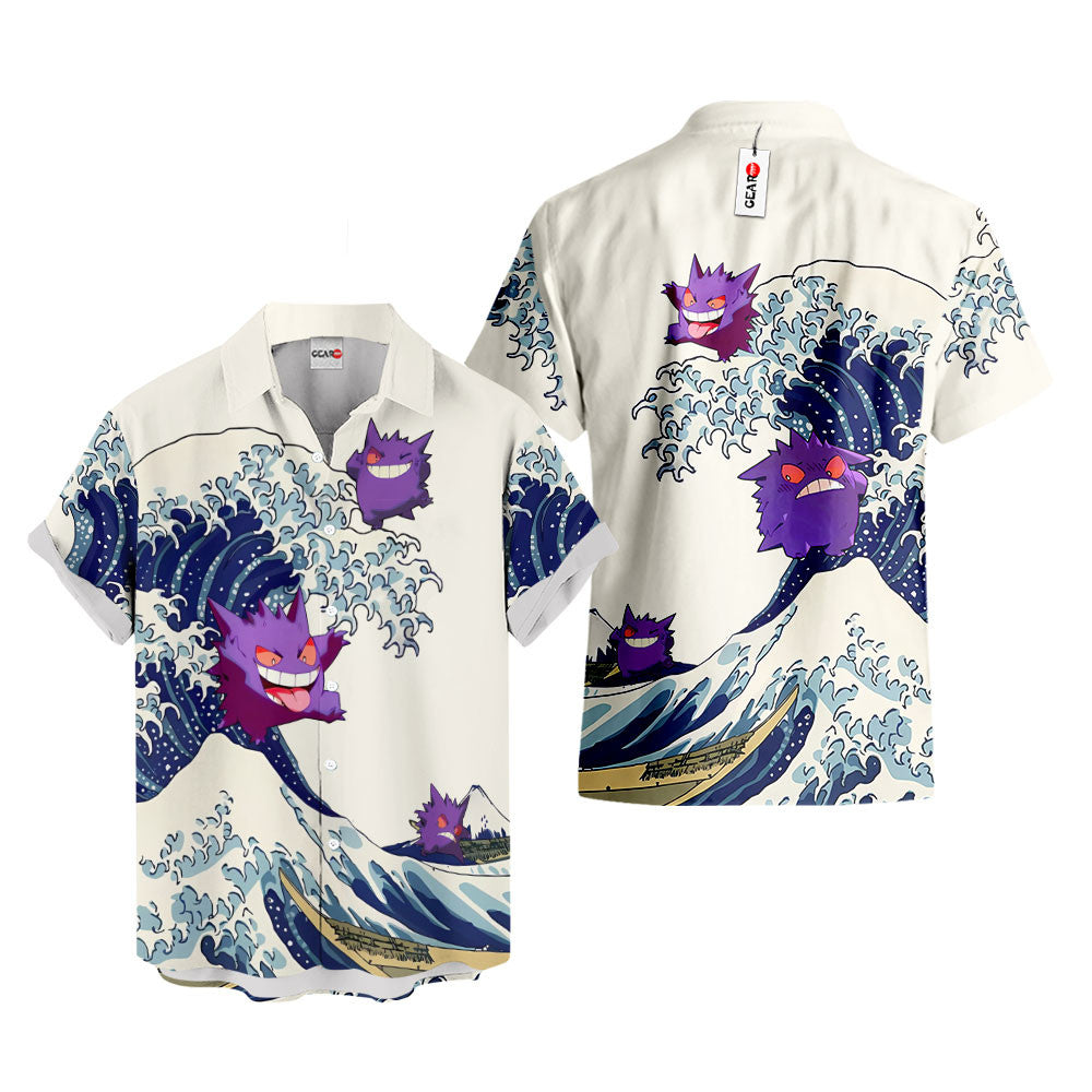 Gengar Hawaiian Shirt - Great Wave Style