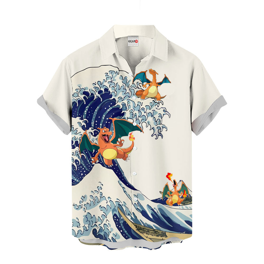 Charizard Hawaiian Shirt - Great Wave Style