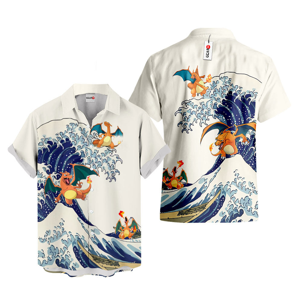 Charizard Hawaiian Shirt - Great Wave Style