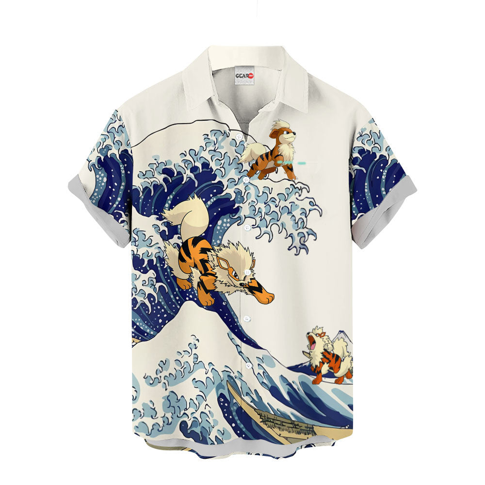 Arcanine Hawaiian Shirt - Great Wave Style