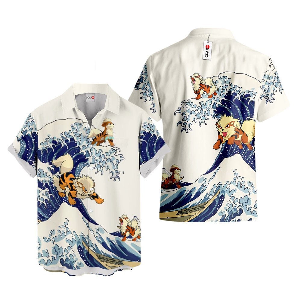 Arcanine Hawaiian Shirt - Great Wave Style