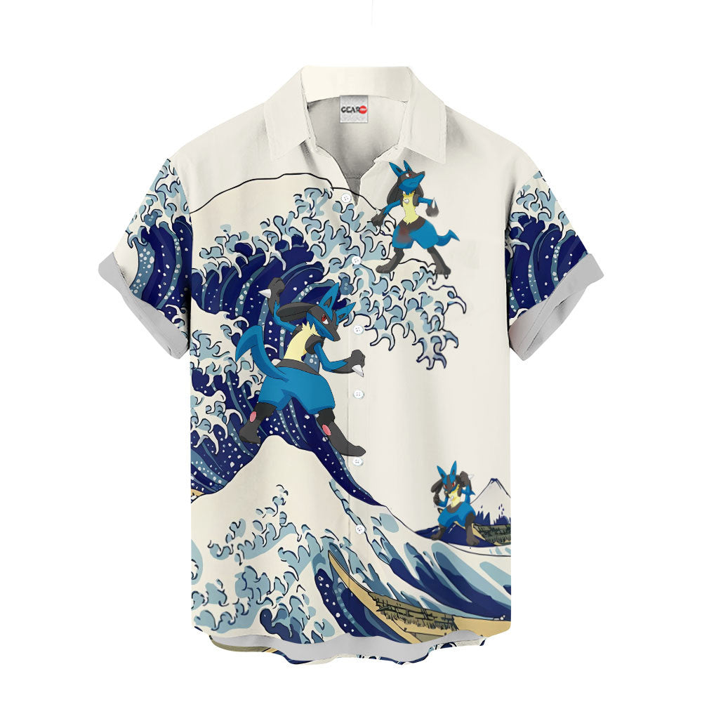 Lucario Hawaiian Shirt - Great Wave Style