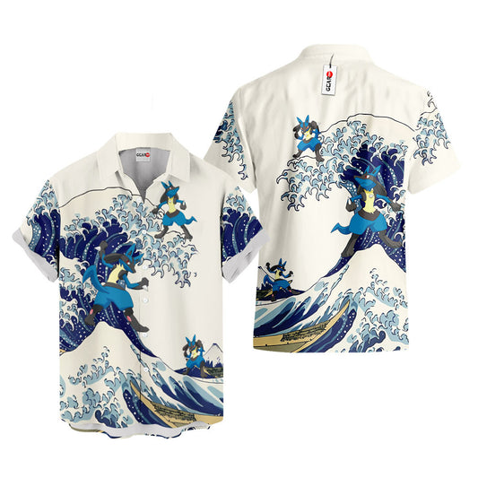 Lucario Hawaiian Shirt - Great Wave Style