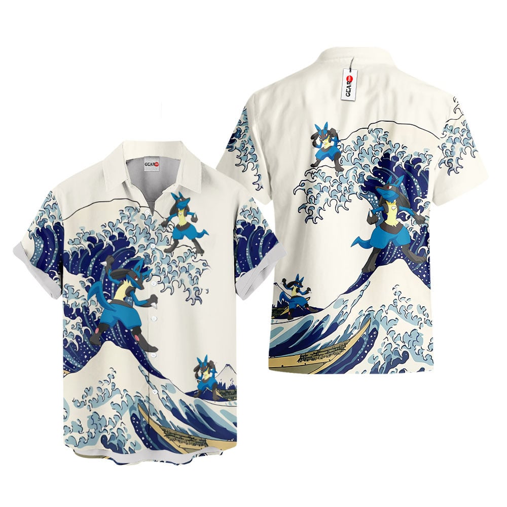 Lucario Hawaiian Shirt - Great Wave Style