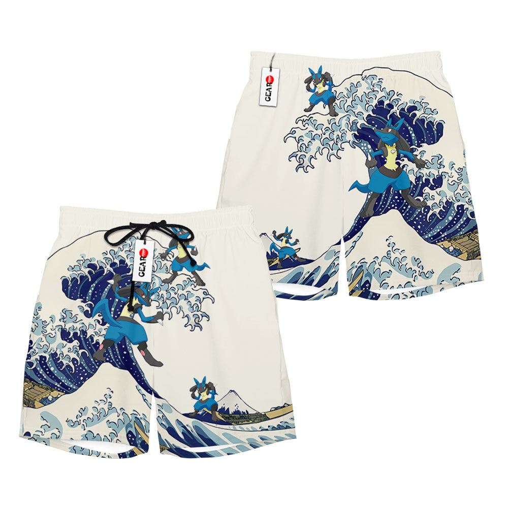 Lucario Beach Shorts - Great Wave Edition