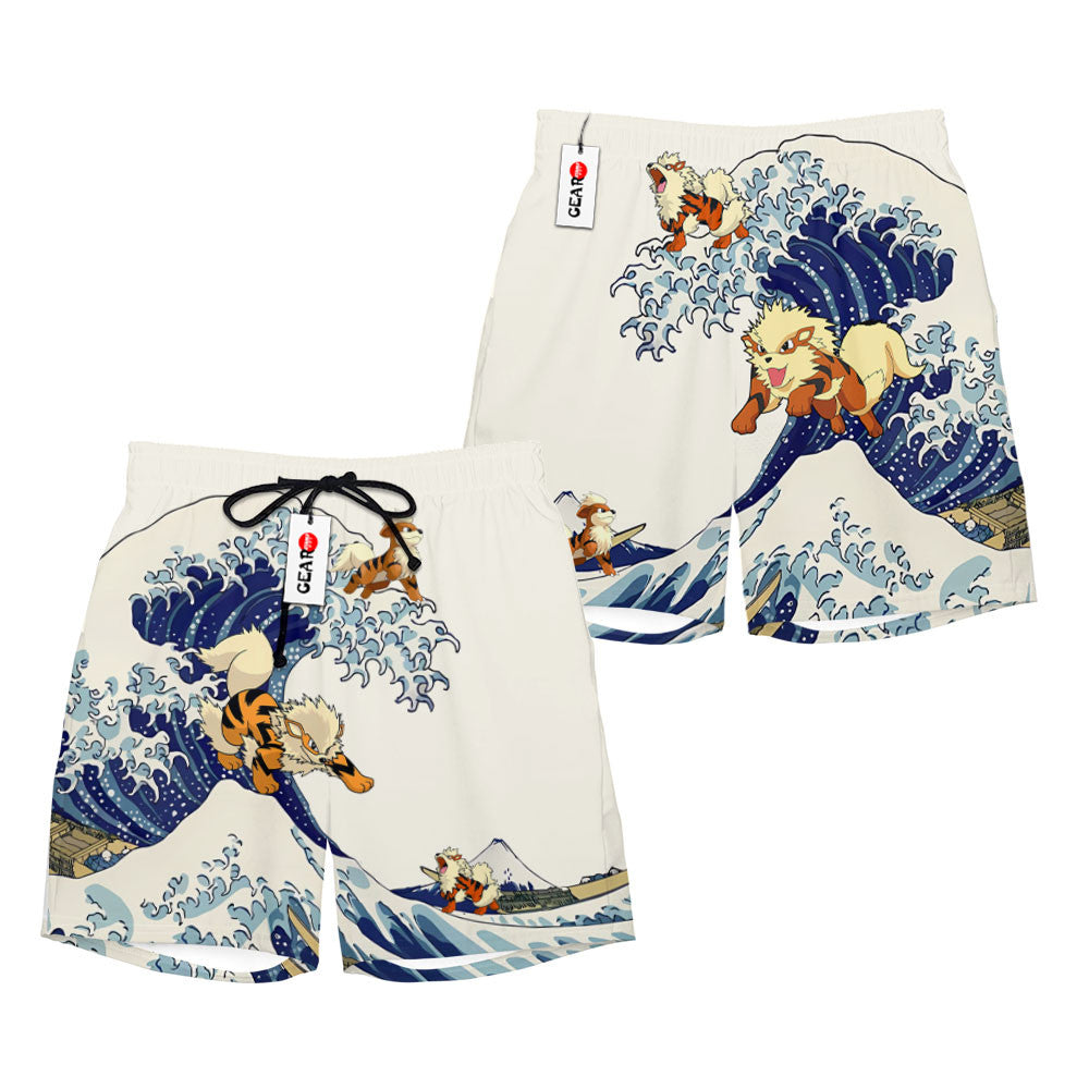 Arcanine Beach Shorts - Great Wave Edition