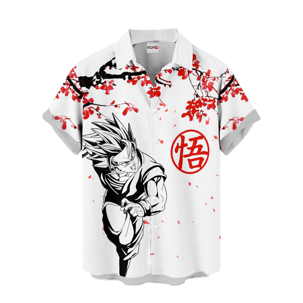 Goku SSJ Hawaiian Shirt - Cherry Blossom Style