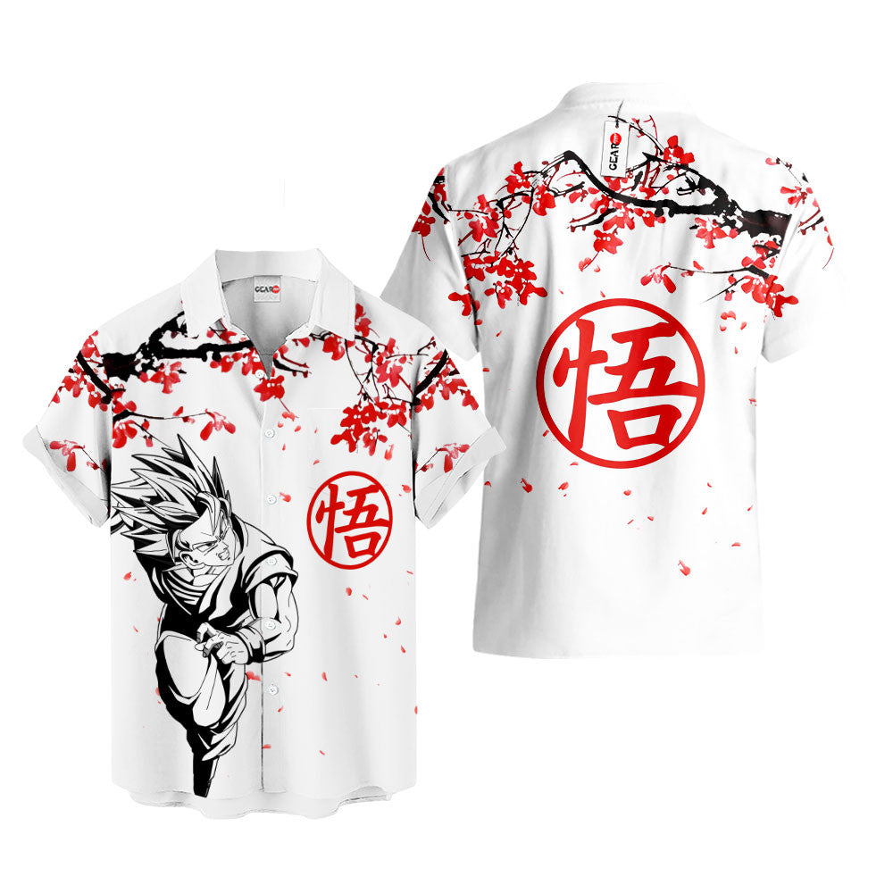 Goku SSJ Hawaiian Shirt - Cherry Blossom Style
