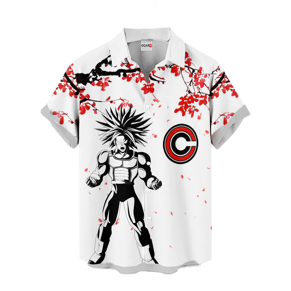 Future Trunks Ultra SSJ Hawaiian Shirt - Cherry Blossom Style
