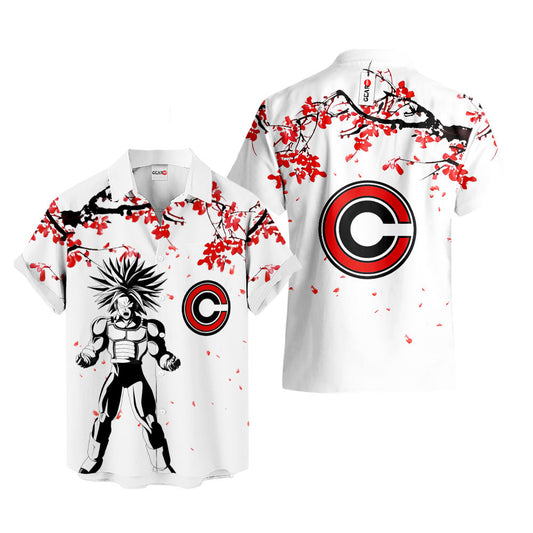 Future Trunks Ultra SSJ Hawaiian Shirt - Cherry Blossom Style