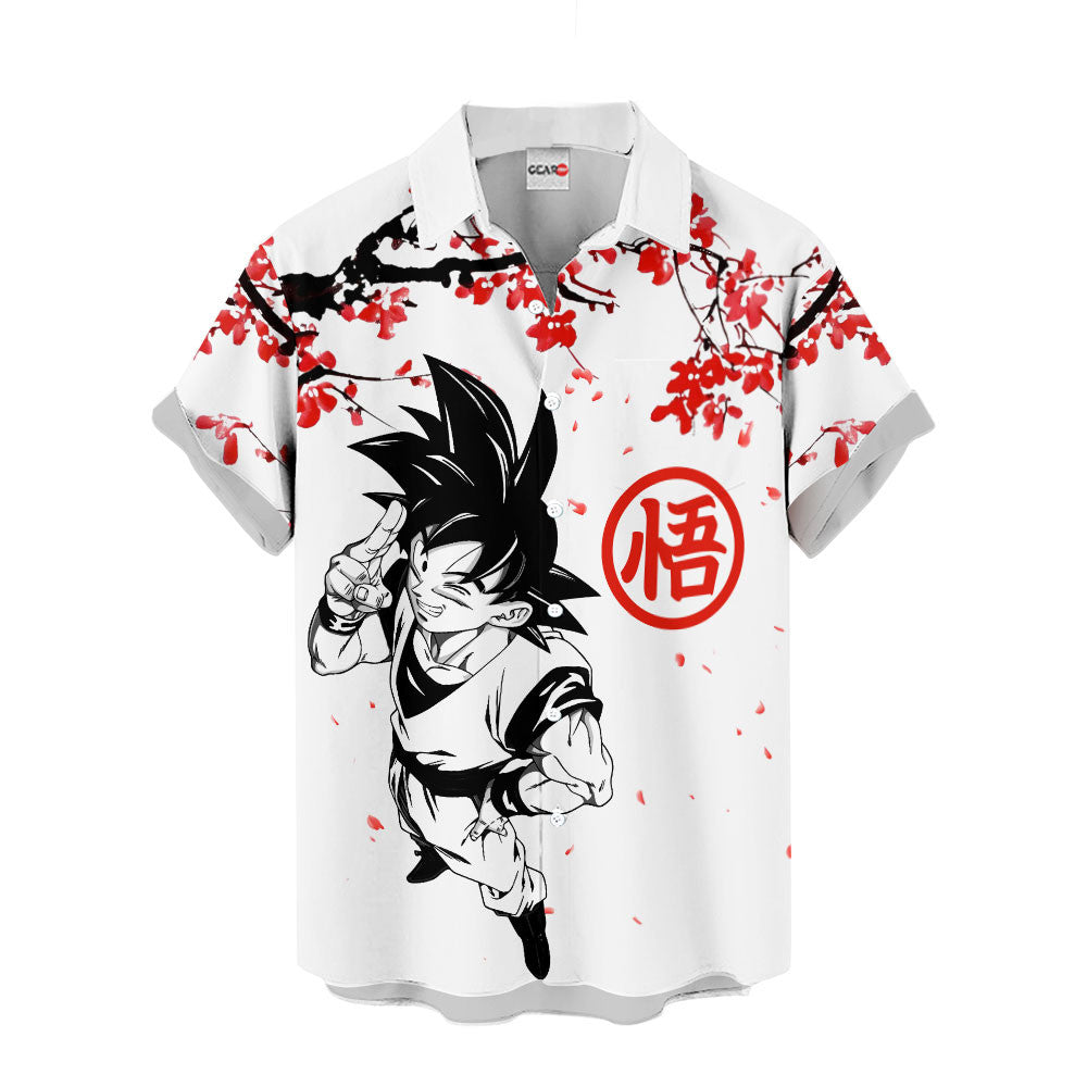 Goku Hawaiian Shirt - Cherry Blossom Style