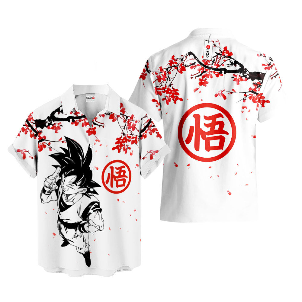 Goku Hawaiian Shirt - Cherry Blossom Style