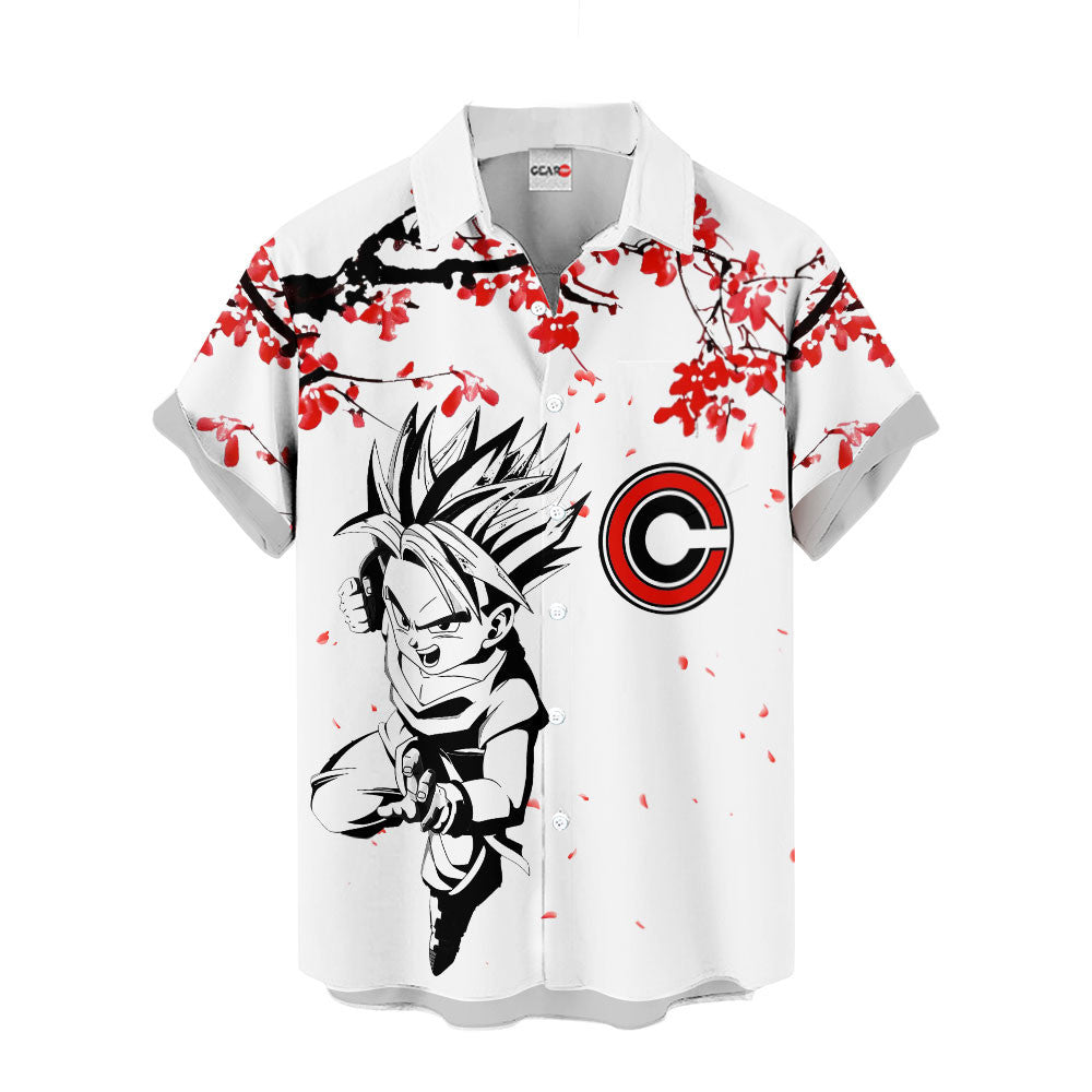 Trunks Kid SSJ Hawaiian Shirt - Cherry Blossom Style