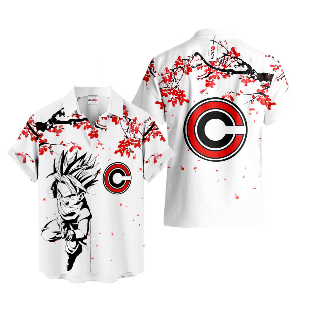 Trunks Kid SSJ Hawaiian Shirt - Cherry Blossom Style