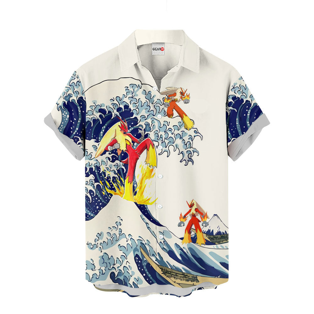 Blaziken Hawaiian Shirt - Great Wave Style