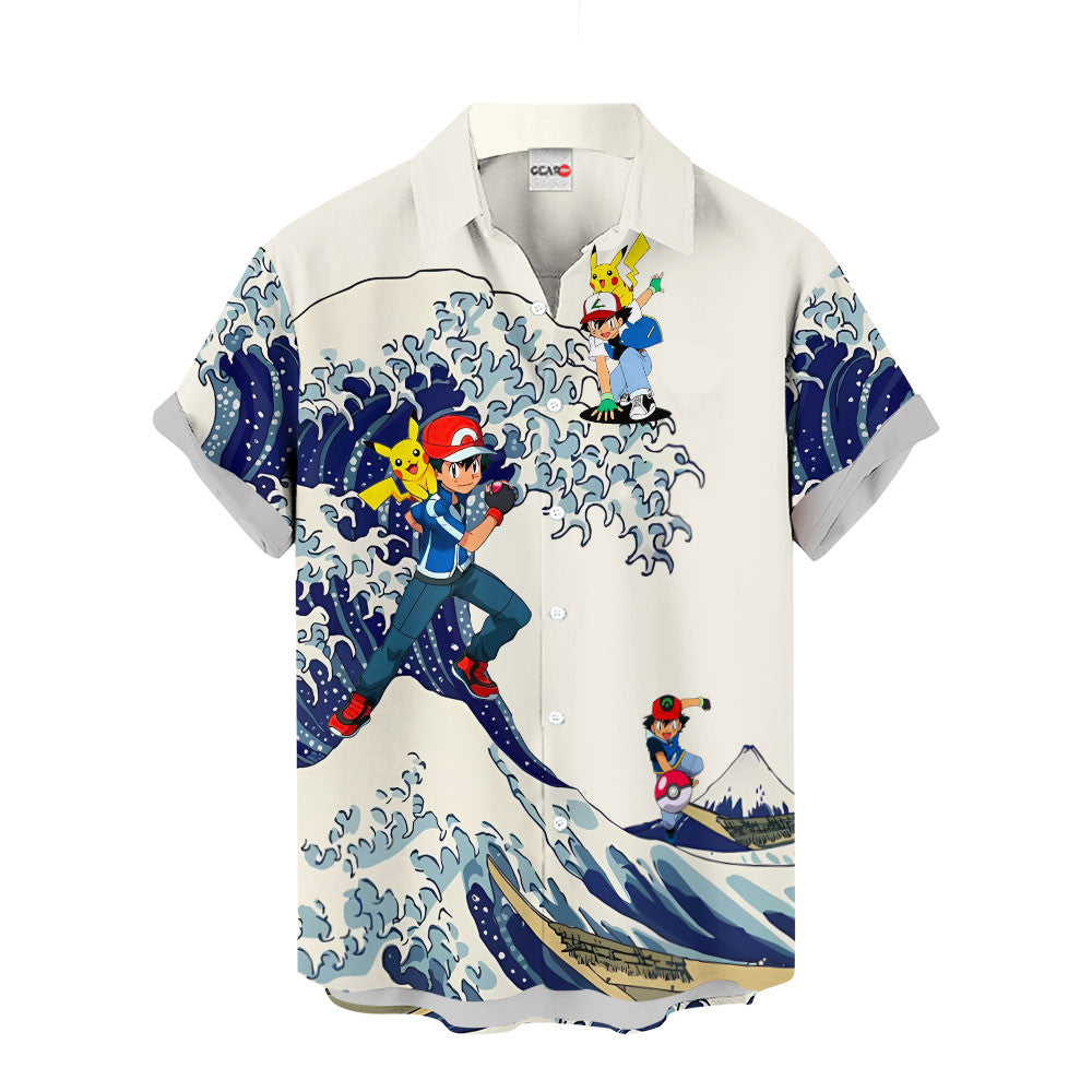 Ash Ketchum Satoshi Hawaiian Shirt - Great Wave Style