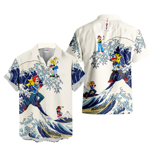 Ash Ketchum Satoshi Hawaiian Shirt - Great Wave Style
