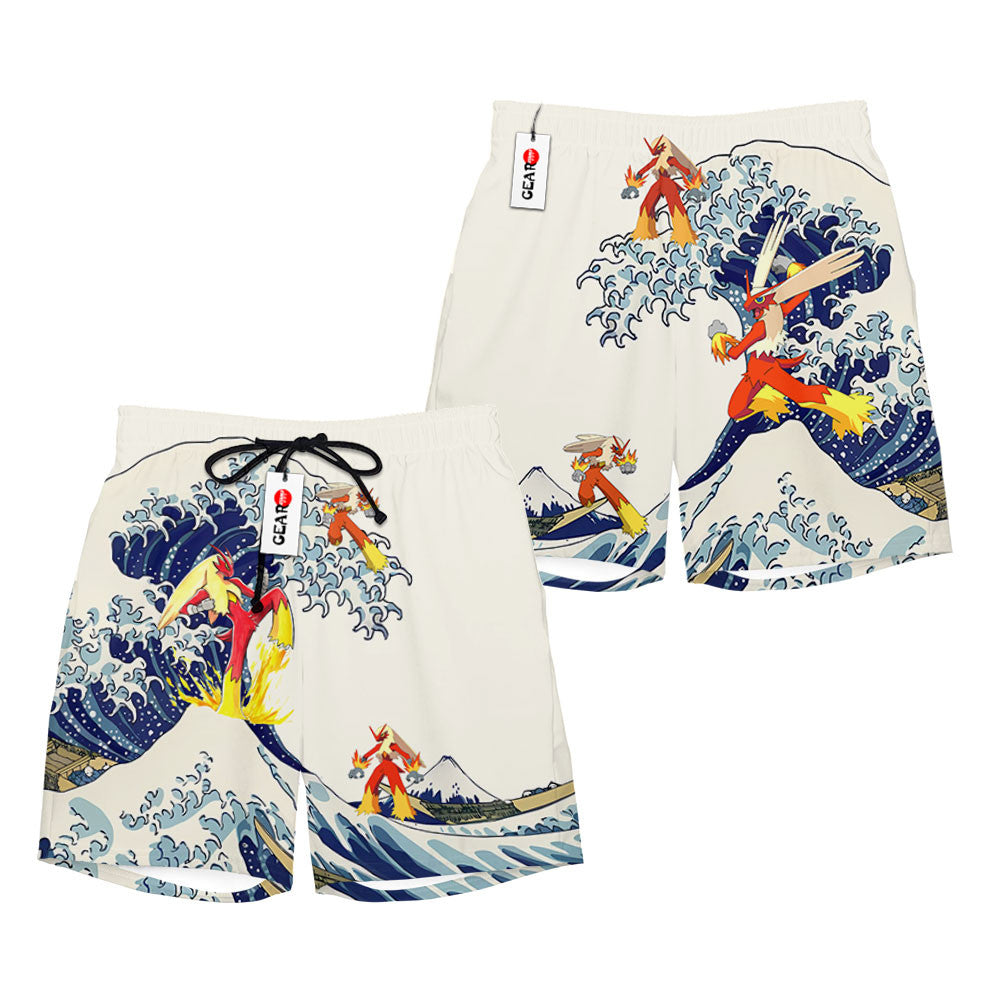 Blaziken Beach Shorts - Great Wave Edition