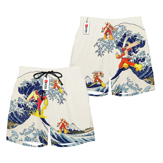 Blaziken Beach Shorts - Great Wave Edition