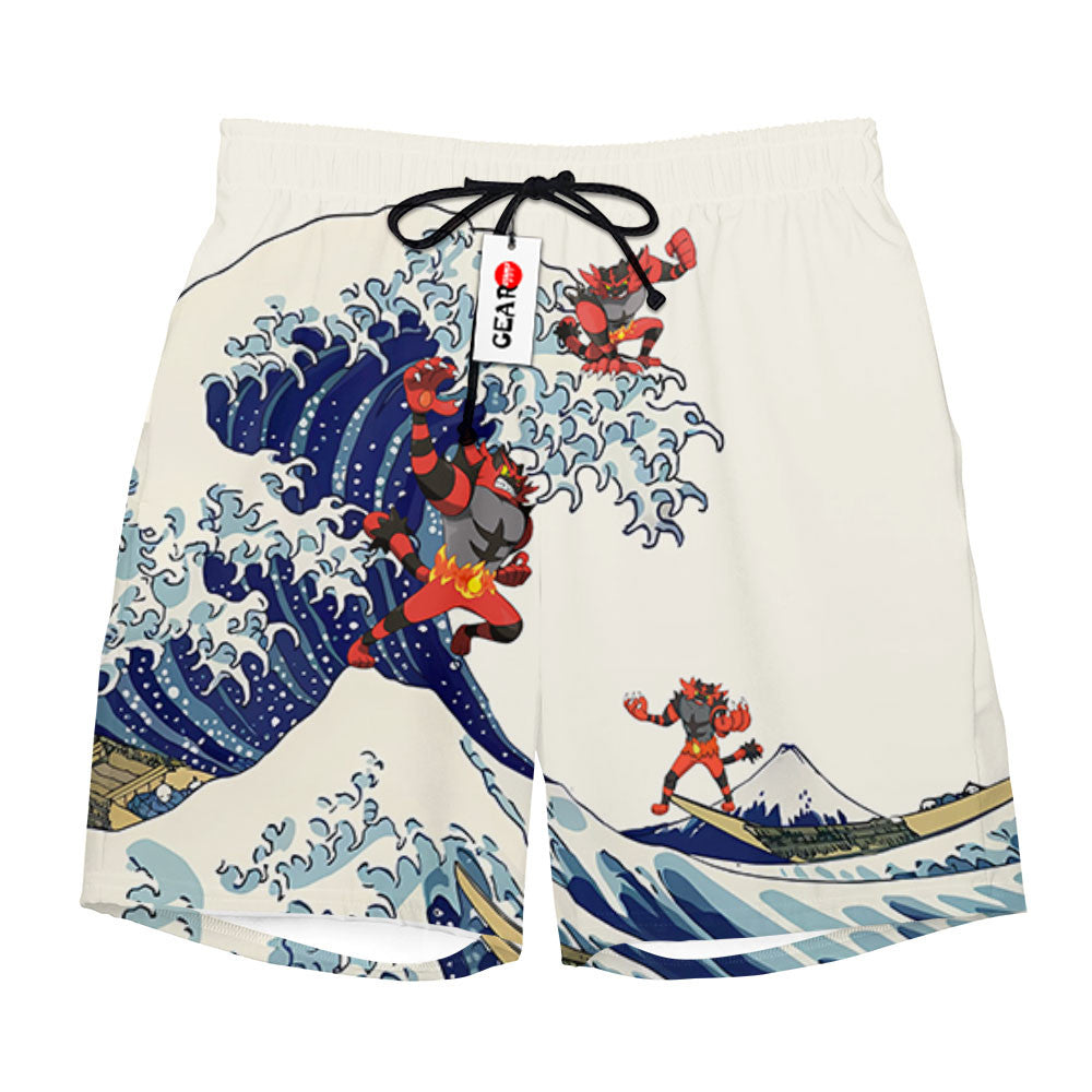 Incineroar Beach Shorts - Great Wave Edition