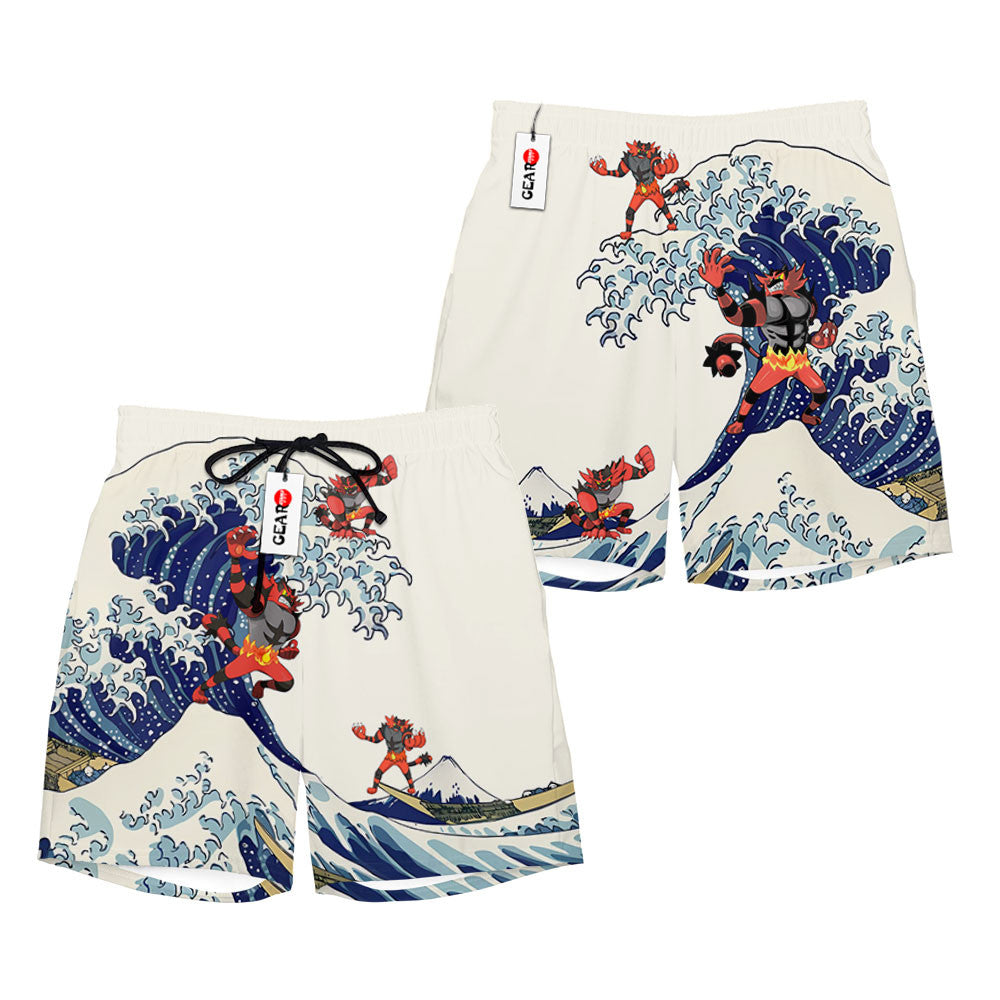 Incineroar Beach Shorts - Great Wave Edition