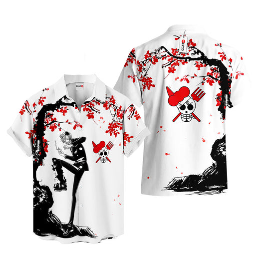 Sanji Hawaiian Shirt - Cherry Blossom Style