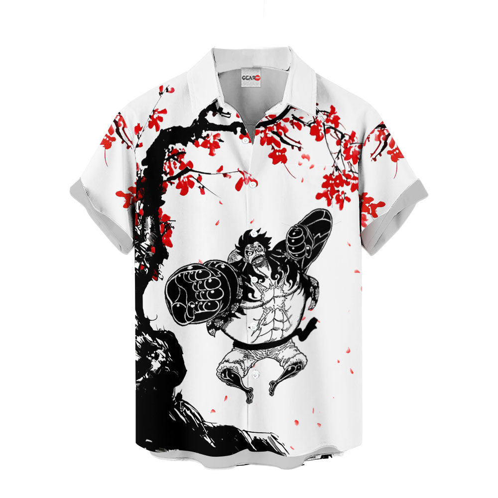 Luffy Gear 4 Hawaiian Shirt - Cherry Blossom Style