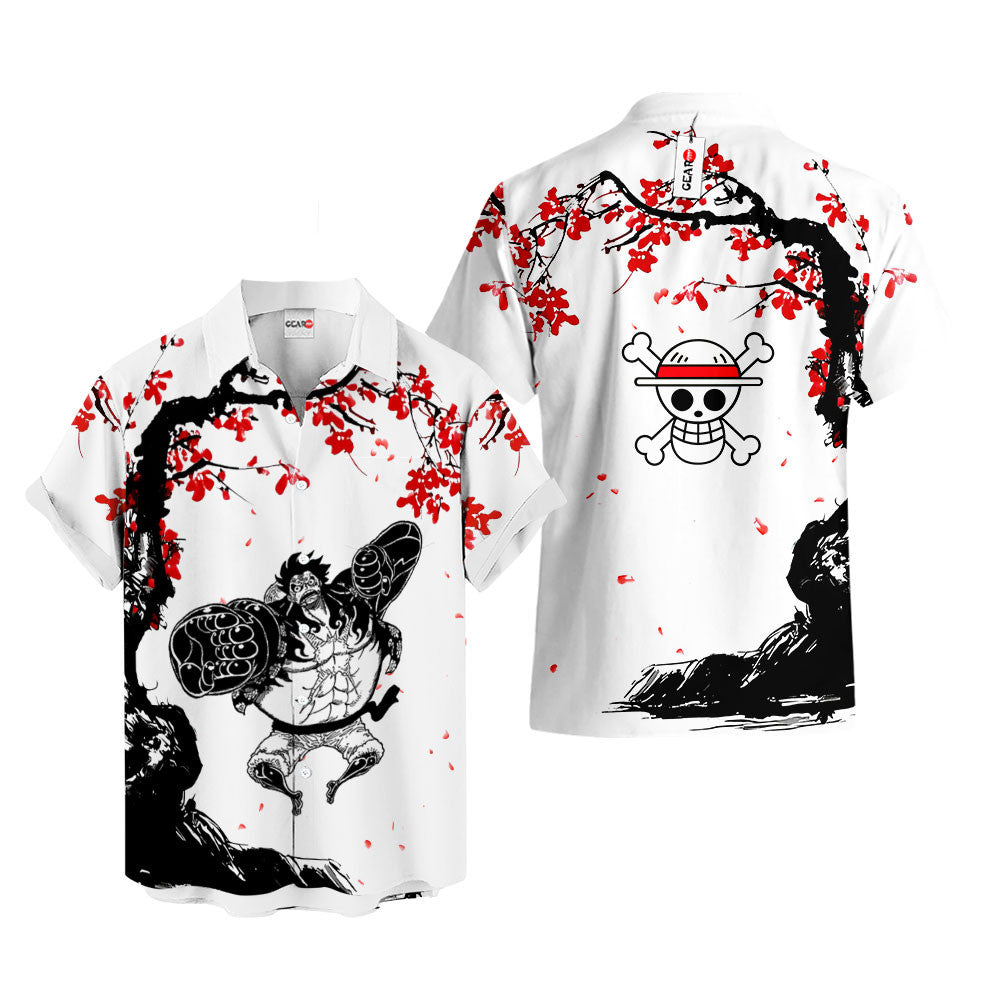 Luffy Gear 4 Hawaiian Shirt - Cherry Blossom Style