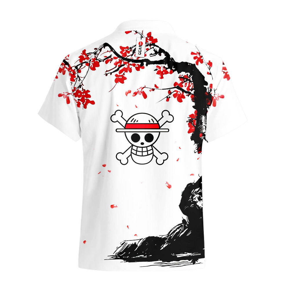 Luffy Hawaiian Shirt - Cherry Blossom Style