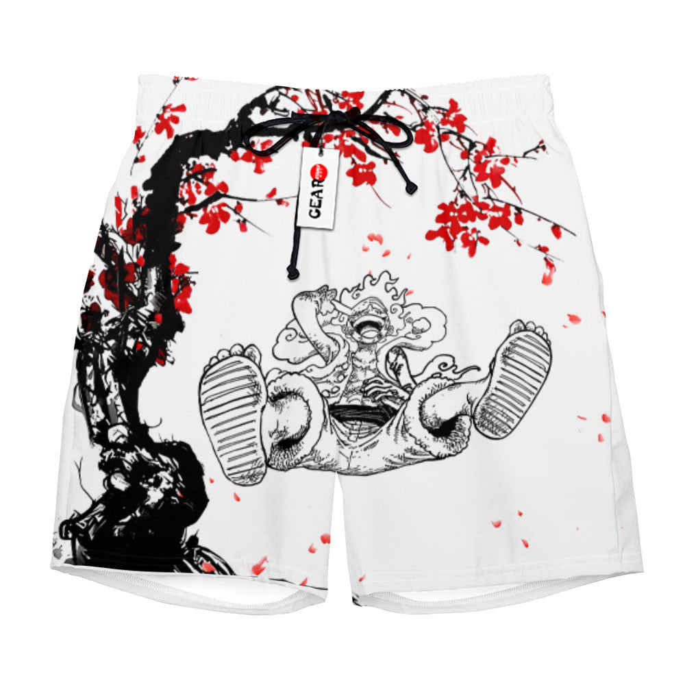 Luffy Gear 5 Beach Shorts - Cherry Blossom