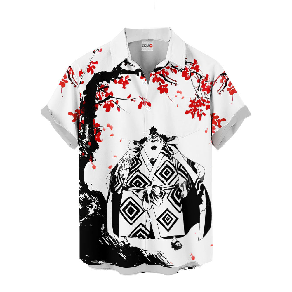 Jinbe Hawaiian Shirt - Cherry Blossom Style