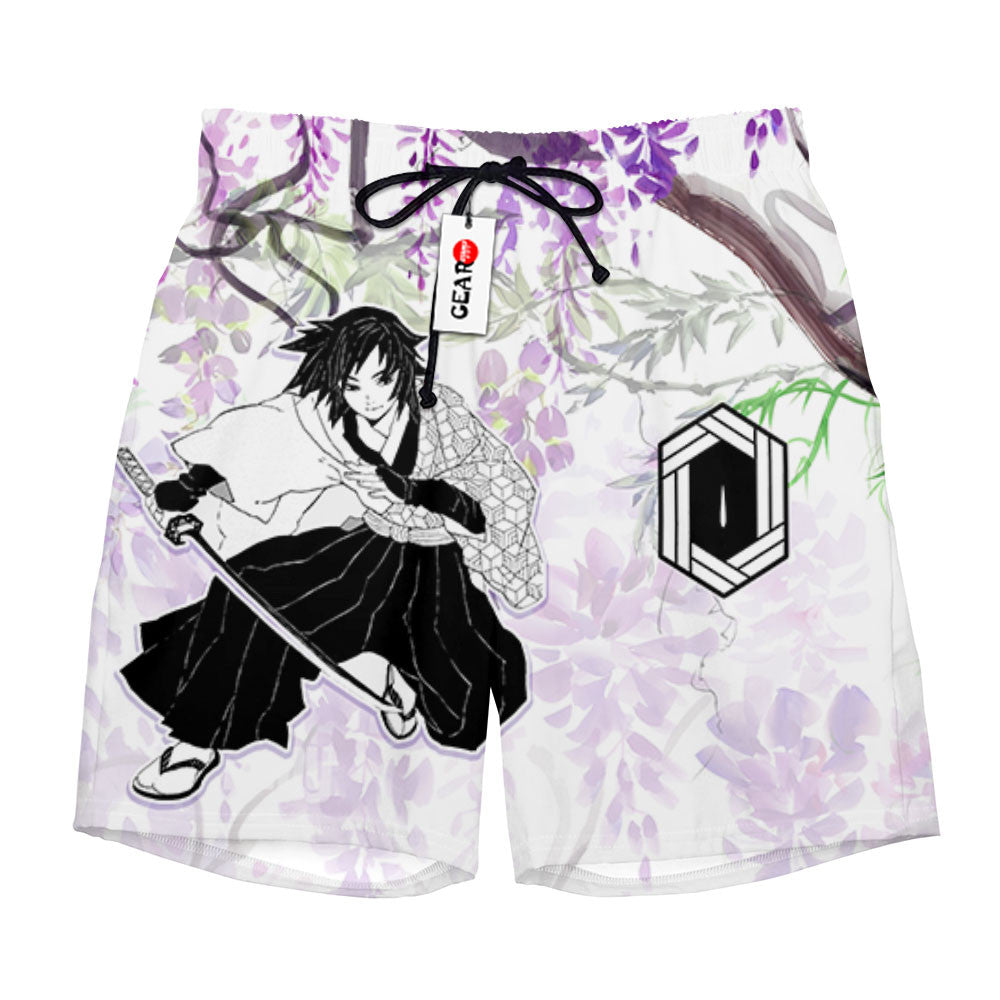 Giyu Tomioka Beach Shorts - Wisteria Style