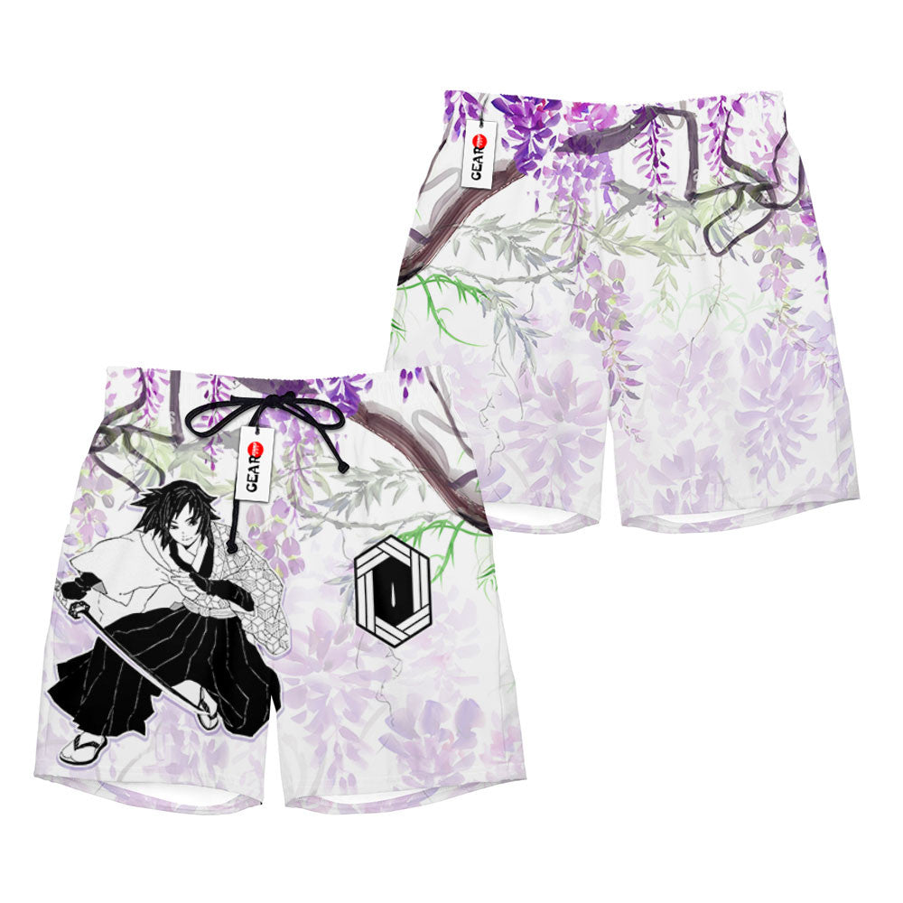 Giyu Tomioka Beach Shorts - Wisteria Style