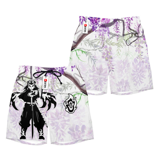Kyojuro Rengoku Beach Shorts - Wisteria Style