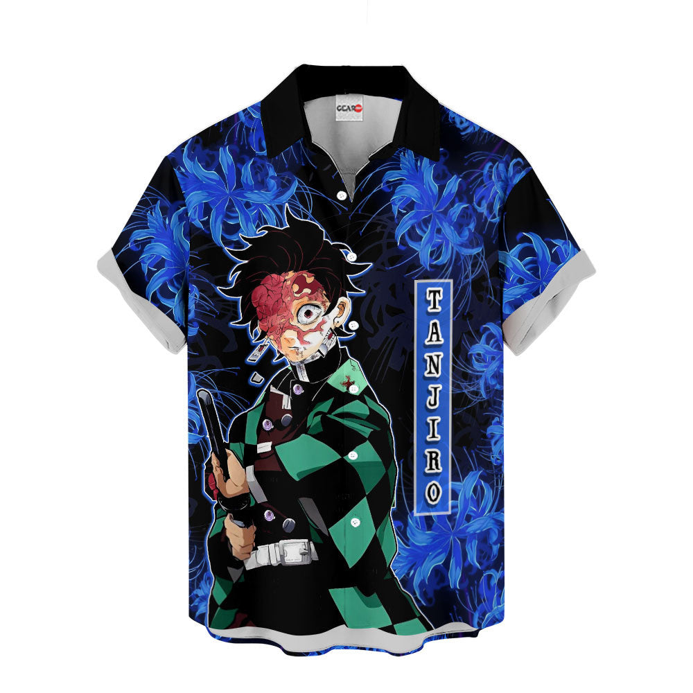 Tanjiro Hawaiian Shirt - Blue Spider Lily