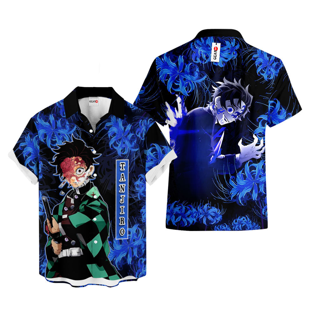 Tanjiro Hawaiian Shirt - Blue Spider Lily
