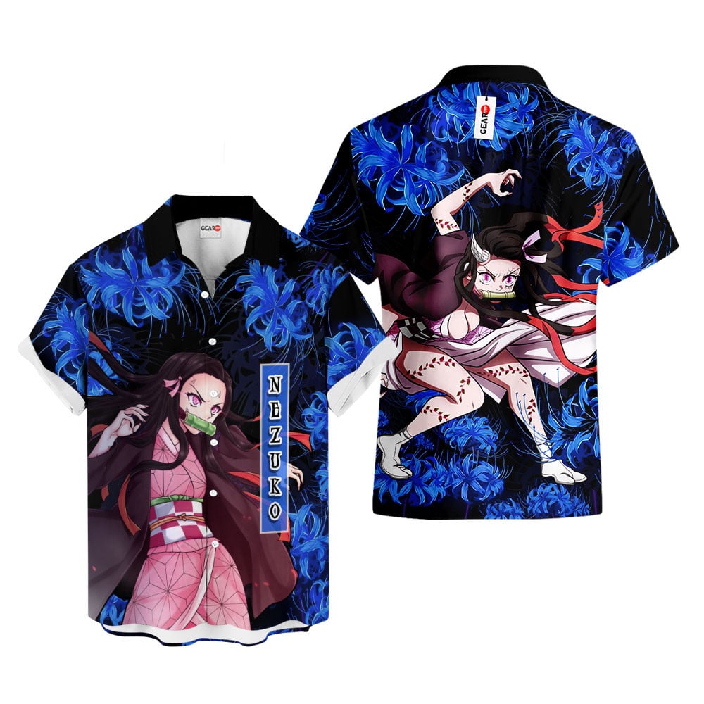 Nezuko Hawaiian Shirt - Blue Spider Lily