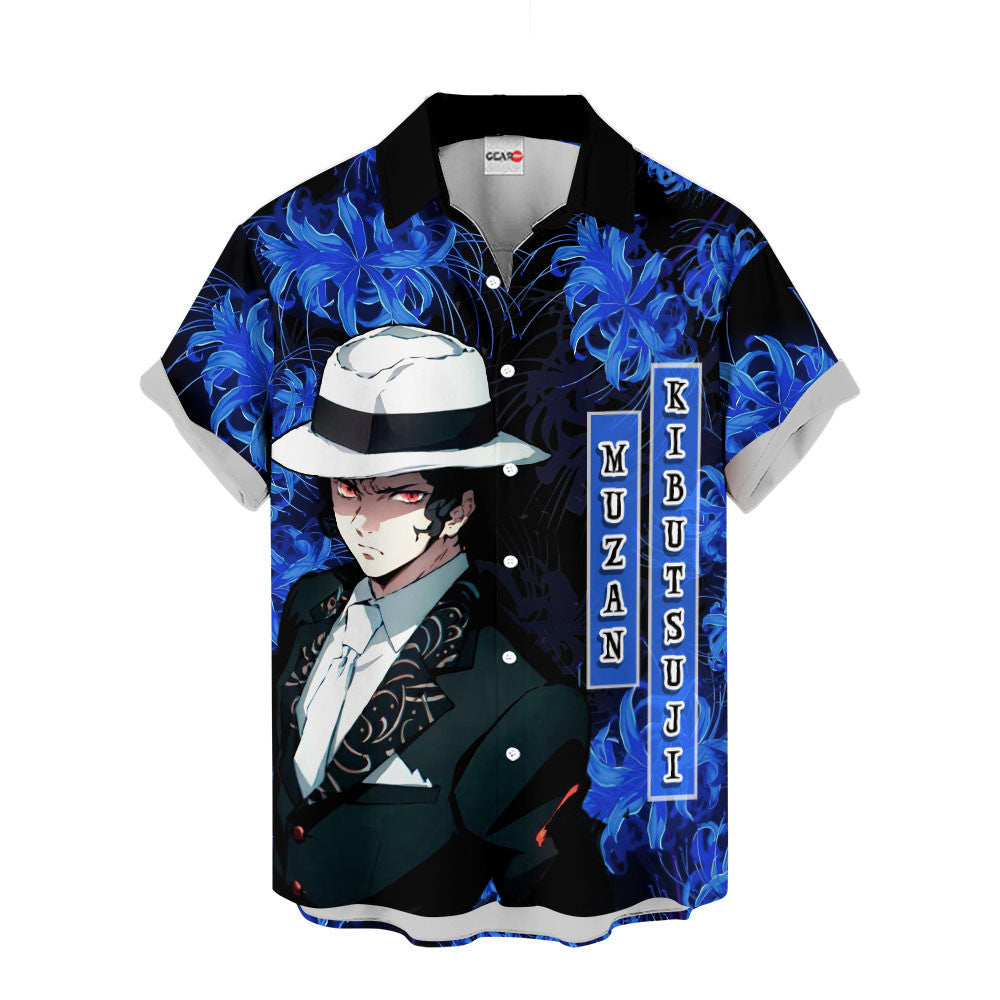 Muzan Kibutsuji Hawaiian Shirt - Blue Spider Lily