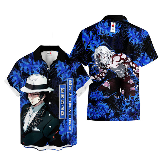 Muzan Kibutsuji Hawaiian Shirt - Blue Spider Lily