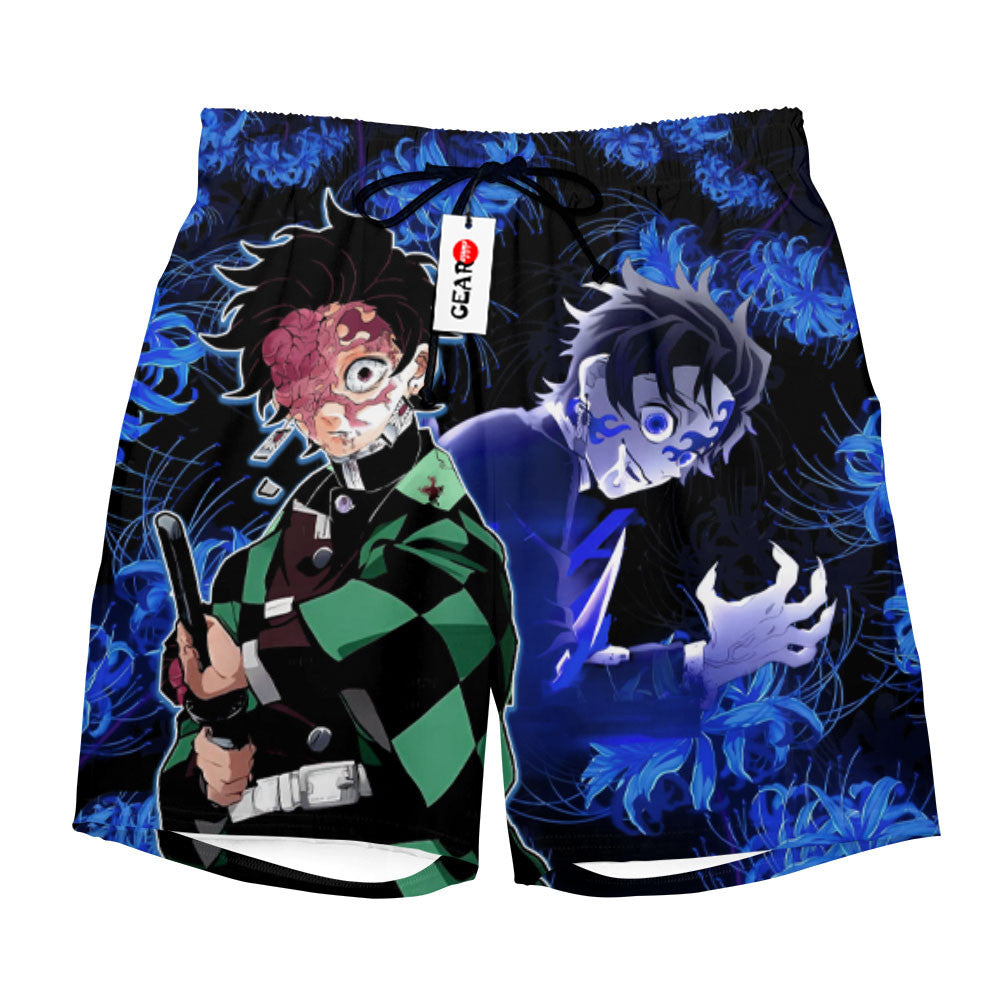 Tanjiro Beach Shorts - Blue Spider Lily