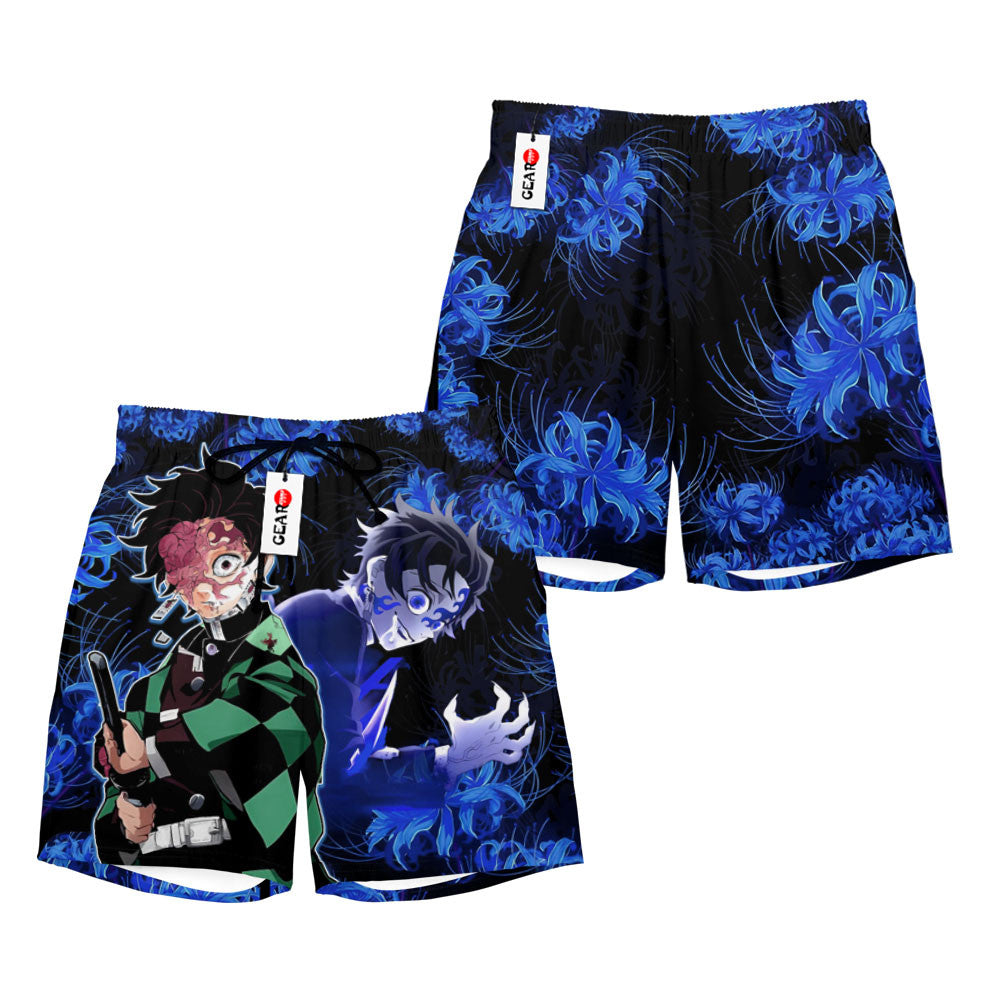 Tanjiro Beach Shorts - Blue Spider Lily