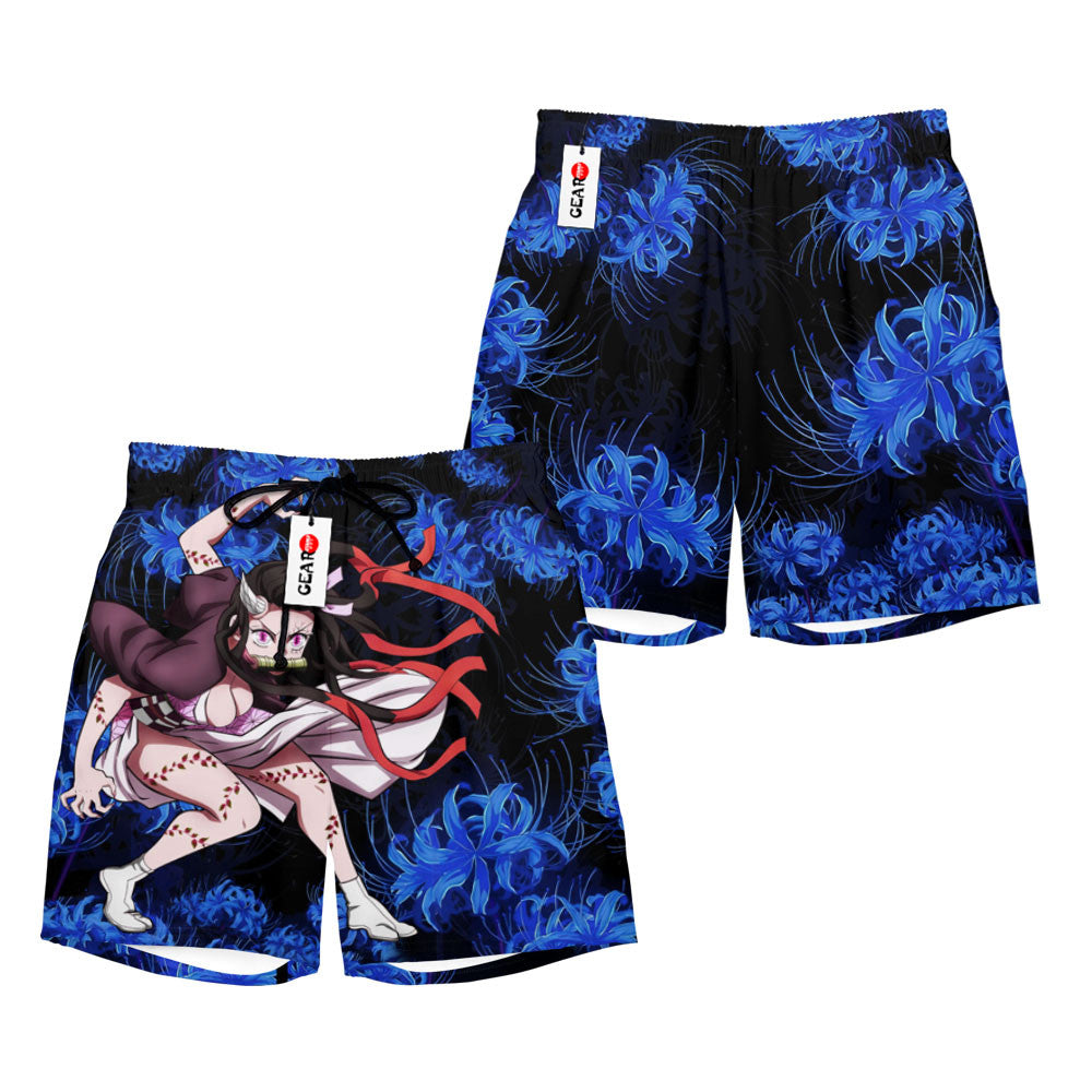Nezuko Beach Shorts - Blue Spider Lily