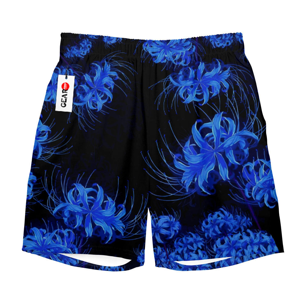 Muzan Kibutsuji Beach Shorts - Blue Spider Lily