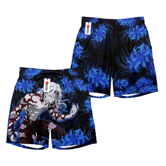 Muzan Kibutsuji Beach Shorts - Blue Spider Lily