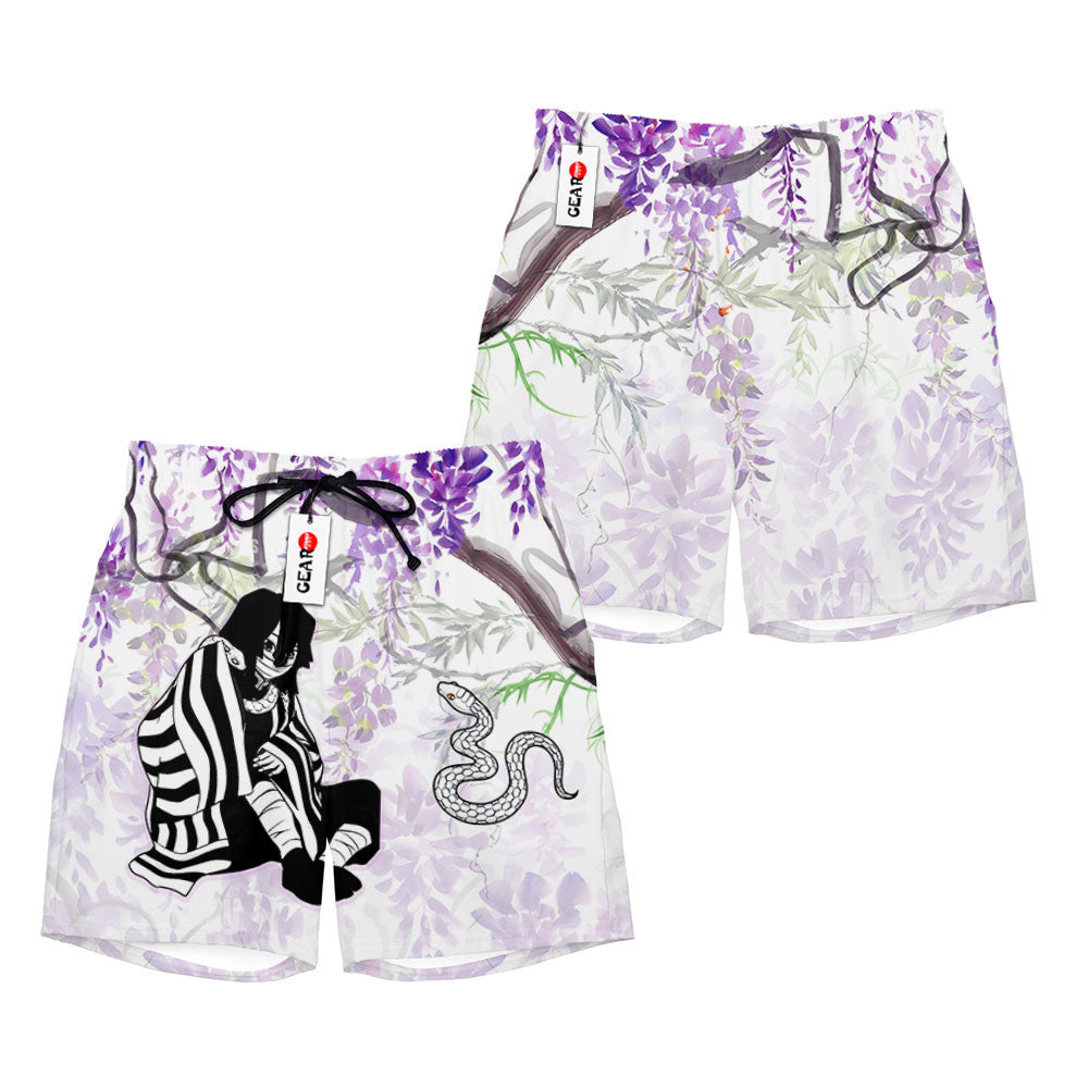 Obanai Iguro Beach Shorts - Wisteria Style