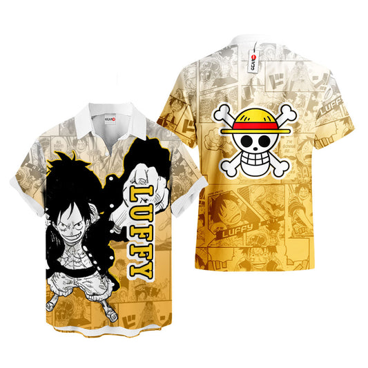 Luffy Hawaiian Shirt Manga Style